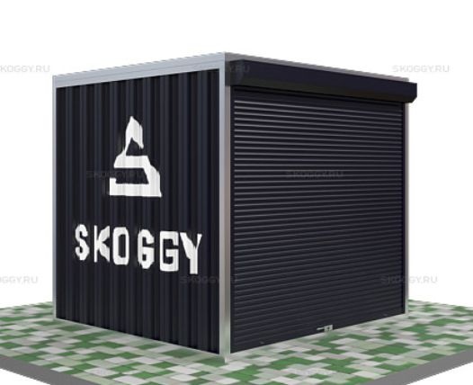 Металлический Гараж с Плоской Крышей и Рольставнями Стандартный SKOGGY 2м